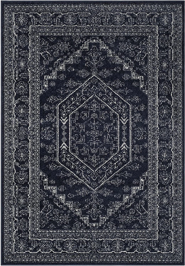 FAS All Area Rugs And Runners Oriental Vintage Distressed Medallion Navy/Ivory Soft Area Rug 8 FAS All Area Rugs And Runners Oriental Vintage Distressed Medallion Navy/Ivory Soft Area Rug
