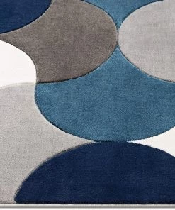 Well Woven Good Vibes Helena Blue Modern Geometric Shapes 3D Texture Soft Area Rug