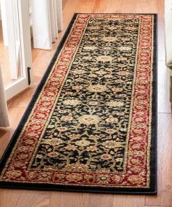 Safavieh Lyndhurst Collection Traditional Oriental Non-Shedding Stain Resistant Living Room Bedroom Soft Area Rug Black / Red All Area Rugs And Runners