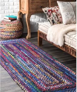 FAS Hand Braided Blue Soft Area Rugs All Area Rugs And Runners