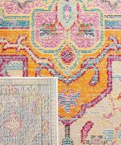 Modern Rugs And Decor Medallion Distressed Soft Area Rug, Light Blue / Fuchsia All Area Rugs And Runners