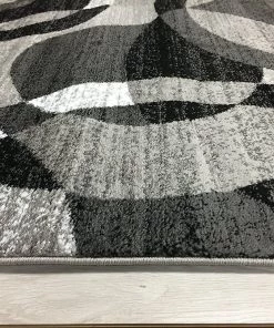 WRG Gray Black White Circles Area Rug