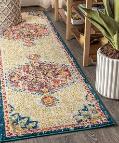 JONATHAN Y Bedroom Kitchen Living Room Indoor Soft Area-Rug Cream/Orange