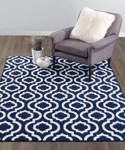 DD Trellis Design Navy & Ivory Area Rugs