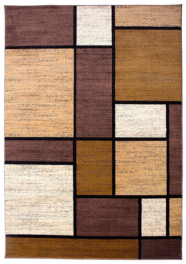 WRG All Area Rugs And Runners Contemporary Box Pattern Modern Brown Tan White Area Rug 2 WRG All Area Rugs And Runners Contemporary Box Pattern Modern Brown Tan White Area Rug