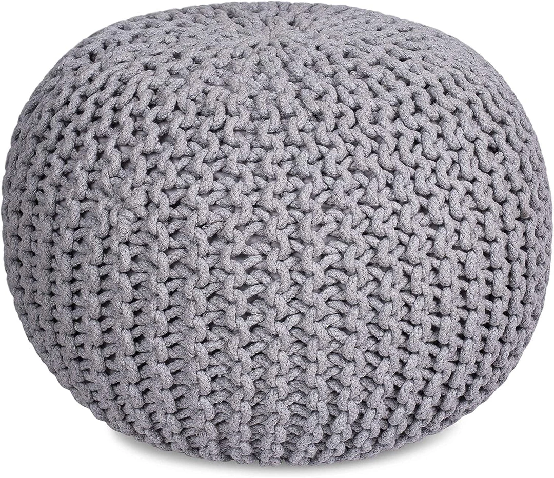 BIRDROCK HOME Round Pouf Foot Stool Ottoman - Knit Bean Bag Floor Chair - Cotton Braided Cord - Great For The Living Room, Bedroom And Kids Room - Small Furniture 8 BIRDROCK HOME Round Pouf Foot Stool Ottoman - Knit Bean Bag Floor Chair - Cotton Braided Cord - Great For The Living Room, Bedroom And Kids Room - Small Furniture