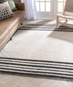 Unique Loom Arielle Ivory Tribal Stripes & Field Pattern Area Rug All Area Rugs And Runners