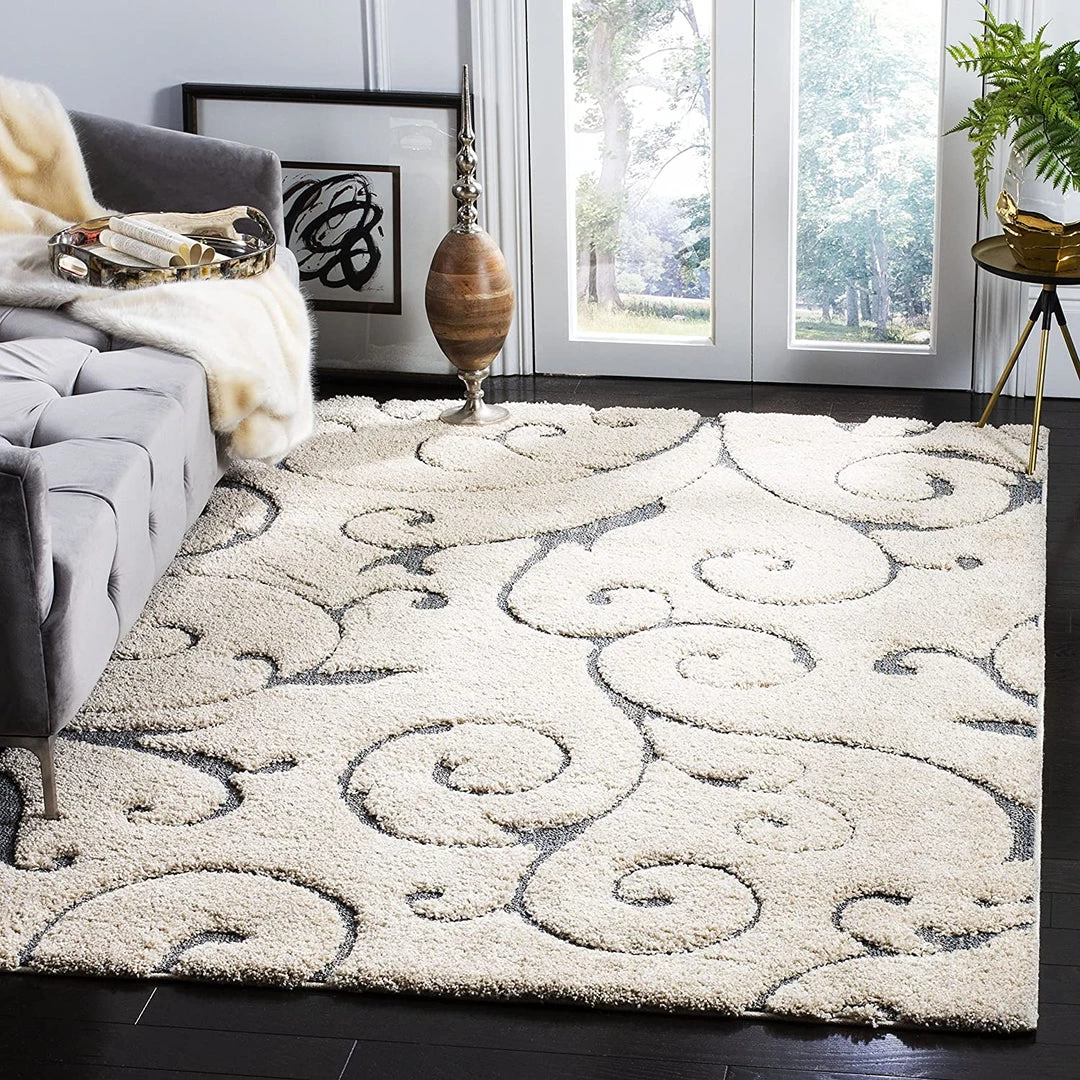 FAS All Area Rugs And Runners Premium Swirl Thick Plush Cream/Dark Blue Area Shag Rug 6 FAS All Area Rugs And Runners Premium Swirl Thick Plush Cream/Dark Blue Area Shag Rug