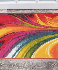 WRG All Area Rugs And Runners Vibrant Waves Area Rug Non-Slip/ No Skid