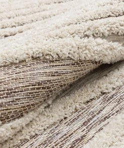 All Area Rugs And Runners Bergen Beige Flat-Weave Hi-Low Pile Stripes Moroccan Tribal Area Rug