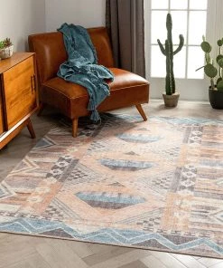 Modern Rugs And Decor Boron Pink Machine Washable Vintage Distressed Area Rug All Area Rugs And Runners