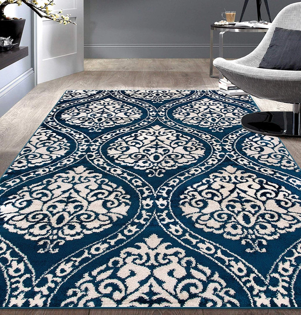 WRG Floral Damask Navy Ivory Area Rug All Area Rugs And Runners 1 WRG Floral Damask Navy Ivory Area Rug All Area Rugs And Runners