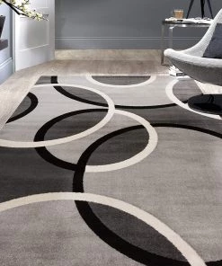 SUP Contemporary Abstract Circles Soft Gray Area Rug All Area Rugs And Runners
