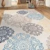 WRG Cream Floral Area Rug Non-Slip/ No Skid