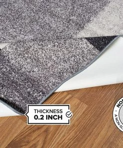 WRG Box Pattern Gray/Grey Area Rug Non-Slip Non Skid