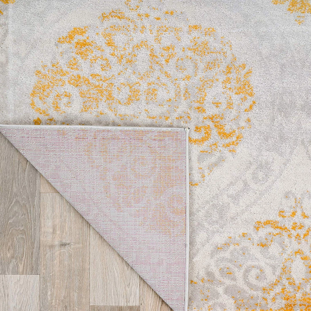 WRG Floral Damask Yellow Ivory Area Rug All Area Rugs And Runners 5 WRG Floral Damask Yellow Ivory Area Rug All Area Rugs And Runners