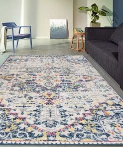 WRG Transitional Distressed Cream Multi-color Soft Area Rug All Area Rugs And Runners