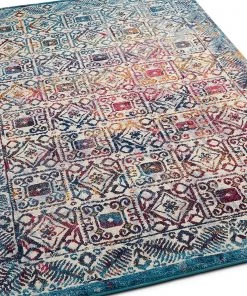 WW All Area Rugs And Runners Blue Fuchsia Pink Vintage Floral Area Rugs