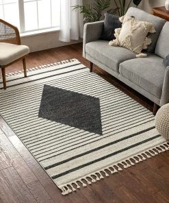 Modern Rugs And Decor All Area Rugs And Runners Jane Grey Ivory Nordic Tribal Medallion Tassel Area Rug