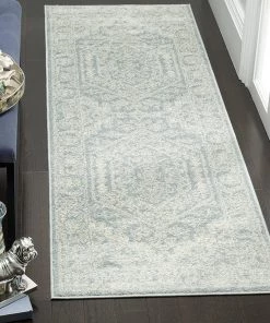 FAS Oriental Vintage Distressed Medallion Slate/Ivory Soft Area Rug All Area Rugs And Runners