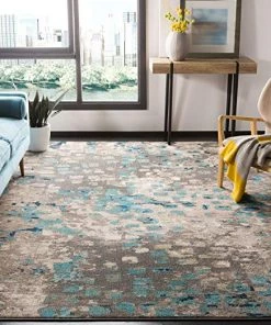 FAS Abstract Grey Light Blue Soft Area Rug