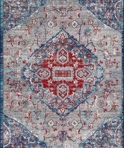 JONATHAN Modern Persian Vintage Medallion Red/Navy Soft Area Rug All Area Rugs And Runners