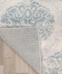 WRG Floral Damask Ivory Gray Light Blue Area Rug All Area Rugs And Runners