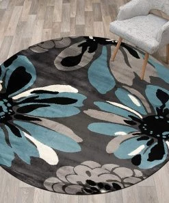 WRG All Area Rugs And Runners Floral Gray Black Blue Area Rug 21 WRG All Area Rugs And Runners Floral Gray Black Blue Area Rug