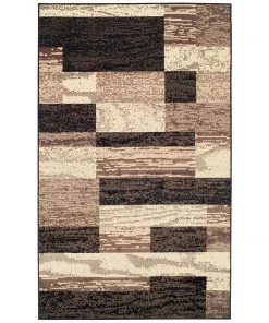 SUP Geometric Brick Design Chocolate Brown Area Rug All Area Rugs And Runners