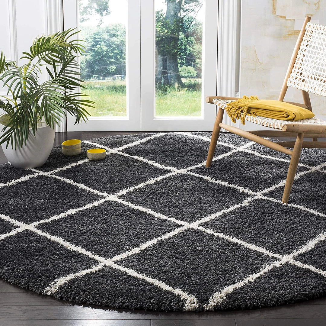 FAS All Area Rugs And Runners Diamond Trellis Dark Grey/Ivory Soft Plush Shag Area Rug 2-inch Thick 9 FAS All Area Rugs And Runners Diamond Trellis Dark Grey/Ivory Soft Plush Shag Area Rug 2-inch Thick