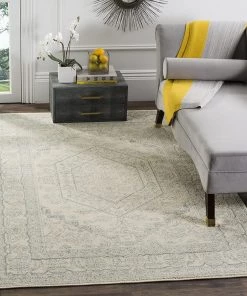 FAS All Area Rugs And Runners Oriental Vintage Distressed Medallion Ivory/Slate Soft Area Rug