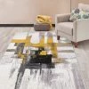 WRG Abstract Gold Gray Ivory Area Rug