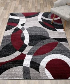 WRG Red Gray Soft Circles Area Rug 9 WRG Red Gray Soft Circles Area Rug