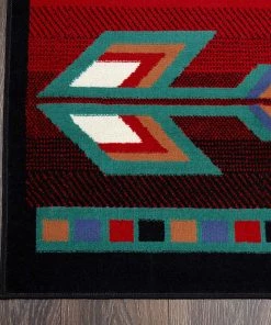 FAS All Area Rugs And Runners Southwest Black Red Ivory Low Pile Area Rugs