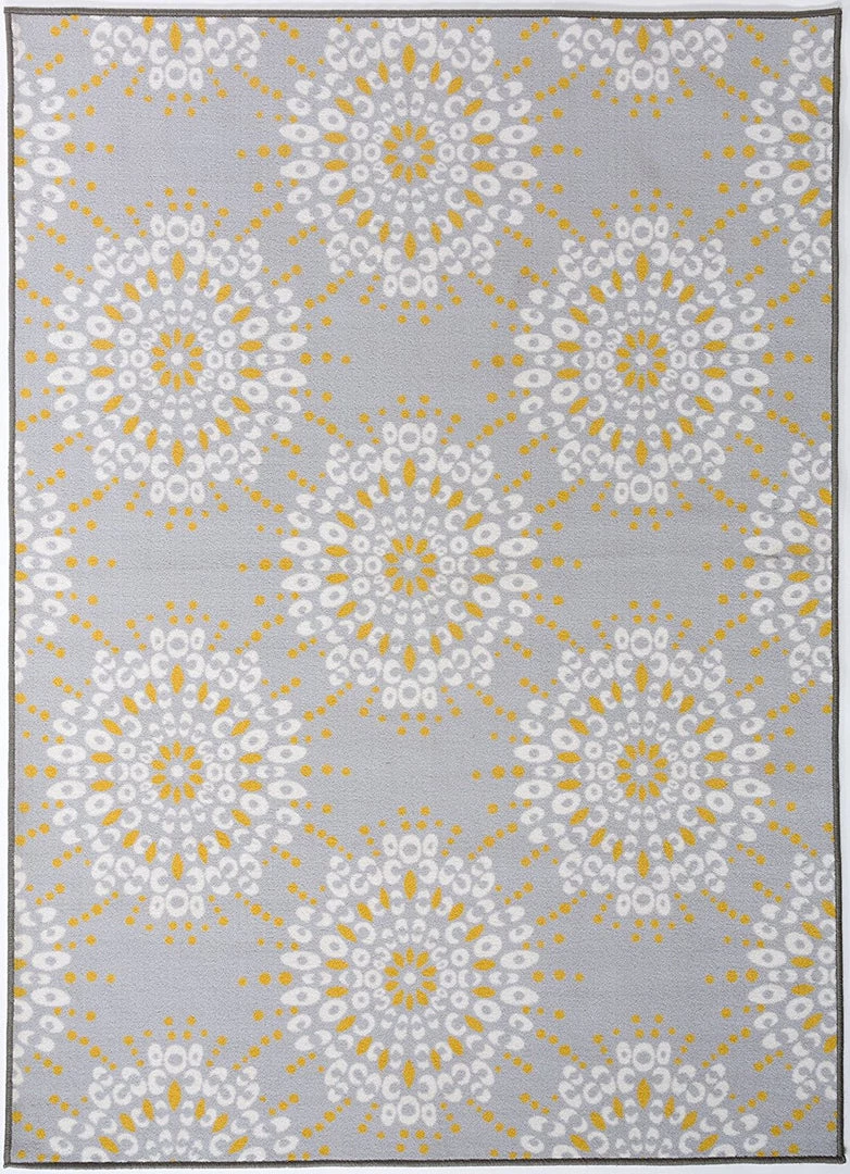 WRG Contemporary Circles Gray Yellow Area Rug Non-Slip (Non-Skid) All Area Rugs And Runners 2 WRG Contemporary Circles Gray Yellow Area Rug Non-Slip (Non-Skid) All Area Rugs And Runners