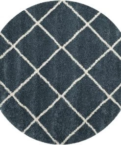 FAS Diamond Trellis Slate Blue/Ivory Soft Plush Shag Area Rug 2-inch Thick 18 FAS Diamond Trellis Slate Blue/Ivory Soft Plush Shag Area Rug 2-inch Thick