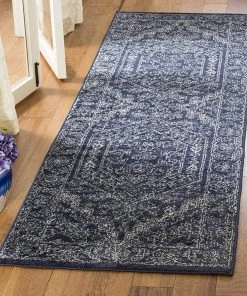 FAS All Area Rugs And Runners Oriental Vintage Distressed Medallion Navy/Ivory Soft Area Rug