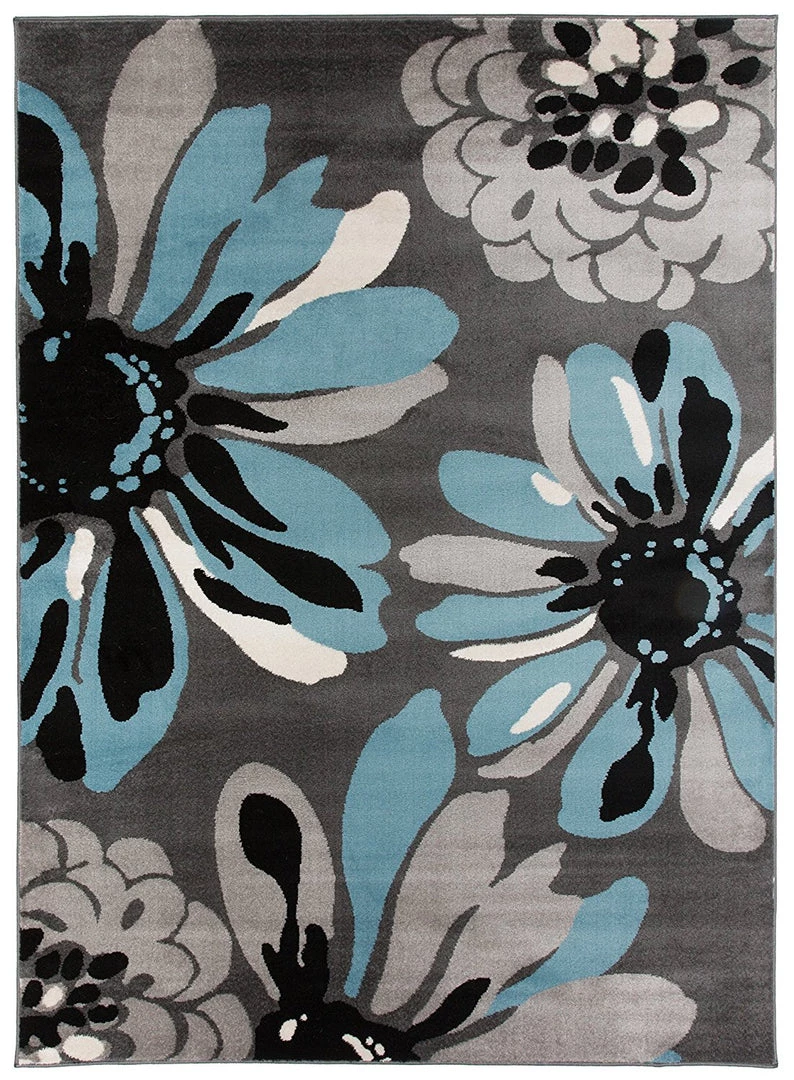 WRG All Area Rugs And Runners Floral Gray Black Blue Area Rug 2 WRG All Area Rugs And Runners Floral Gray Black Blue Area Rug