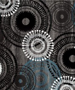 WRG Contemporary Circles Gray/Grey Blue White Black Area Rug 16 WRG Contemporary Circles Gray/Grey Blue White Black Area Rug