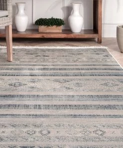 Modern Rugs And Decor Roseline Vintage Tribal Area Rug, Blue