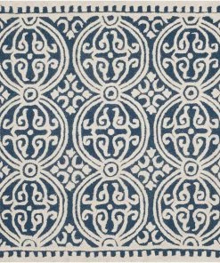 FAS Handcrafted Geometric Navy Blue Ivory Premium Wool Soft Area Rug 13 FAS Handcrafted Geometric Navy Blue Ivory Premium Wool Soft Area Rug