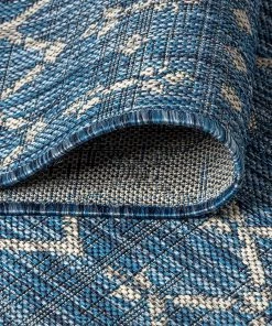 Modern Rugs And Decor Moroccan Geometric Textured Weave Indoor/Outdoor Navy/ Gray Area Rug All Area Rugs And Runners