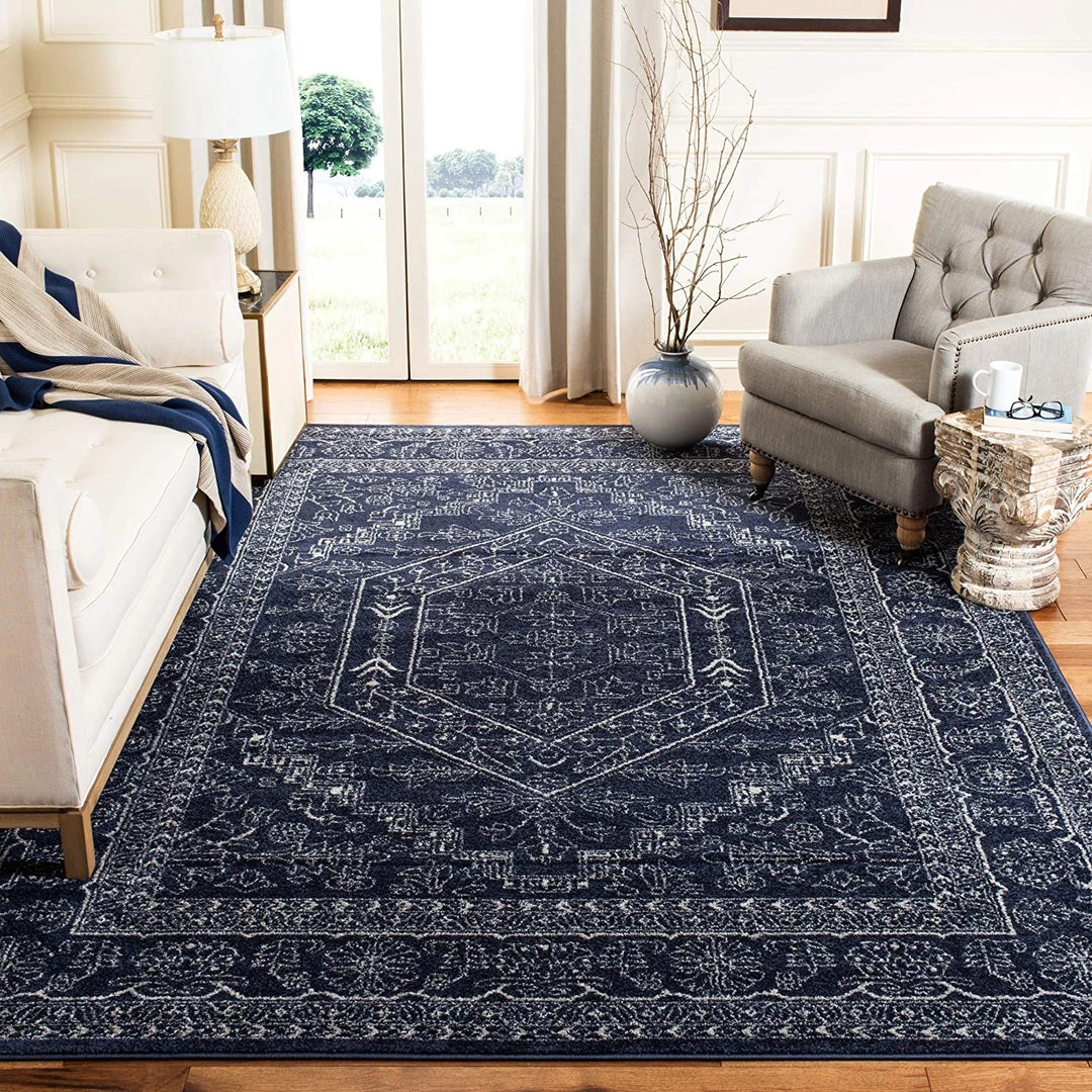 FAS All Area Rugs And Runners Oriental Vintage Distressed Medallion Navy/Ivory Soft Area Rug 1 FAS All Area Rugs And Runners Oriental Vintage Distressed Medallion Navy/Ivory Soft Area Rug