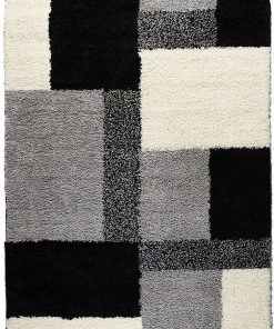 Cubes Black Contemporary Rug Modern Geometric Pattern Shag Area Rug 45 Cubes Black Contemporary Rug Modern Geometric Pattern Shag Area Rug