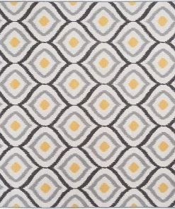 WRG Moroccan Design Gray Yellow Non-Skid Low Pile Area Rug