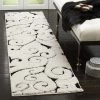 FAS Premium Swirl Thick Plush Ivory/Black Area Shag Rug All Area Rugs And Runners