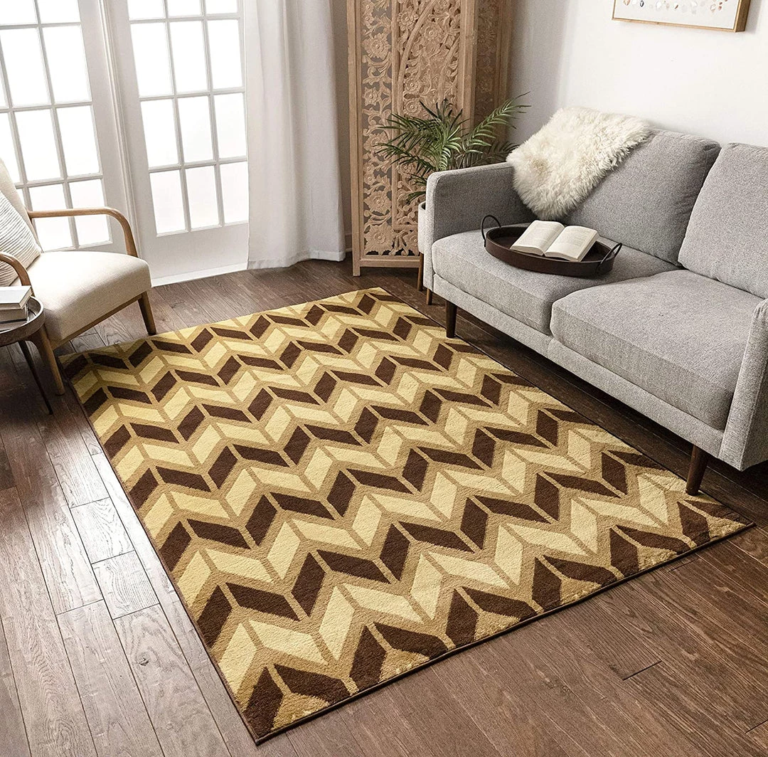 Well Woven Miami Bourban Chevron Gold Modern Area Rug 1 Well Woven Miami Bourban Chevron Gold Modern Area Rug