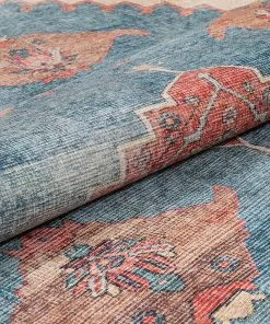 Modern Rugs And Decor Towne Ivory Blue Vintage Distressed Tribal Medallion Area Rug All Area Rugs And Runners