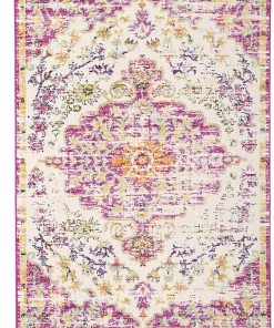 WRG All Area Rugs And Runners Vintage Medallion Soft Ivory Pink Area Rug