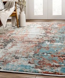 Modern Rugs And Decor All Area Rugs And Runners Contemporary Distressed Colorful Rust & Orange Area Rug